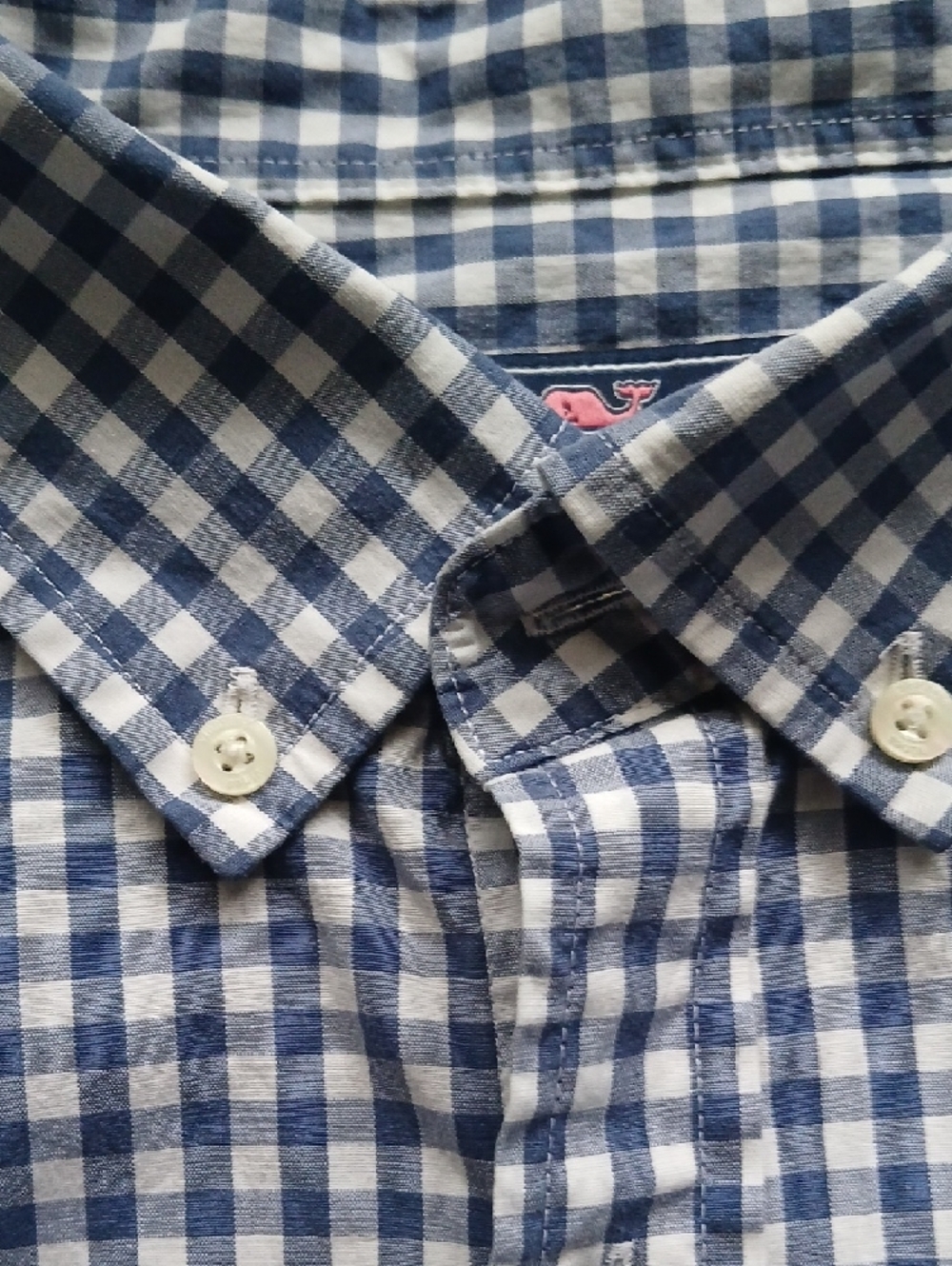 Men's Vineyard Vines Blue and White Gingham Button-Down Shirt 2XL - Picture 8 of 9